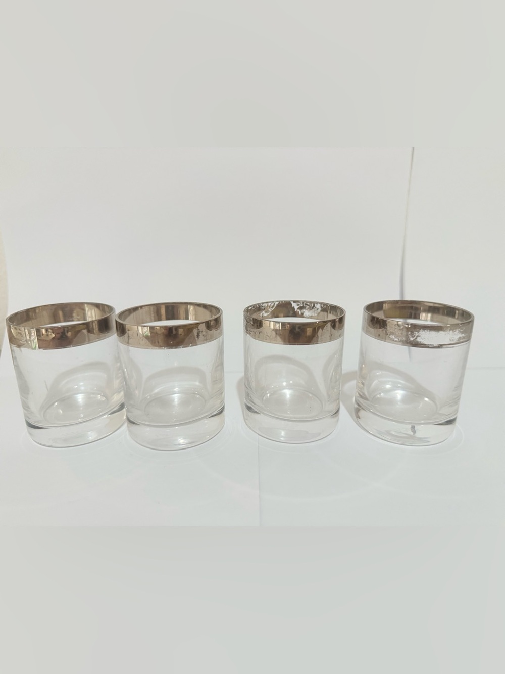 Gucci made in Italy Set of 4 Crystal Shot glasses with Sterling Silver Rim